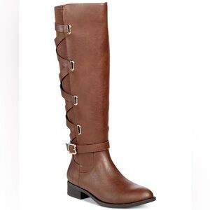 Thalia Sodi Veronika Cognac Knee High Boots Sz 6.5 W WC Wide Width Wide Calf NIB